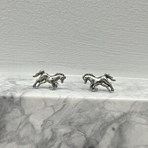 Silver Horse Stud Earrings, 14mm, Cute, Trendy, Equestrian Style, Y2K, Horsegir